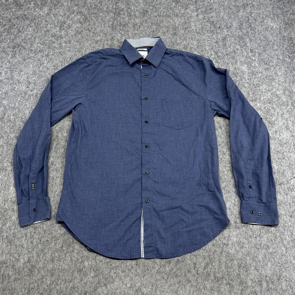 WRK‎ Dress Shirt Mens 15.5 34/35 Blue Melange Cotton Long Sleeve Career Preppy